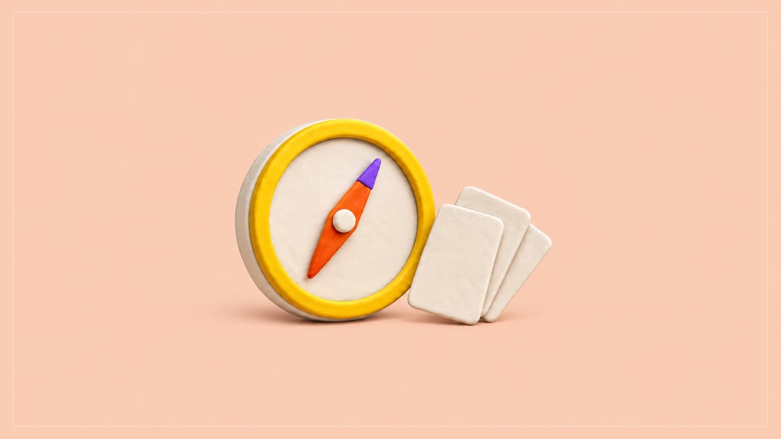 Clay compass with three fanned cards, for choosing a B2B web design agency