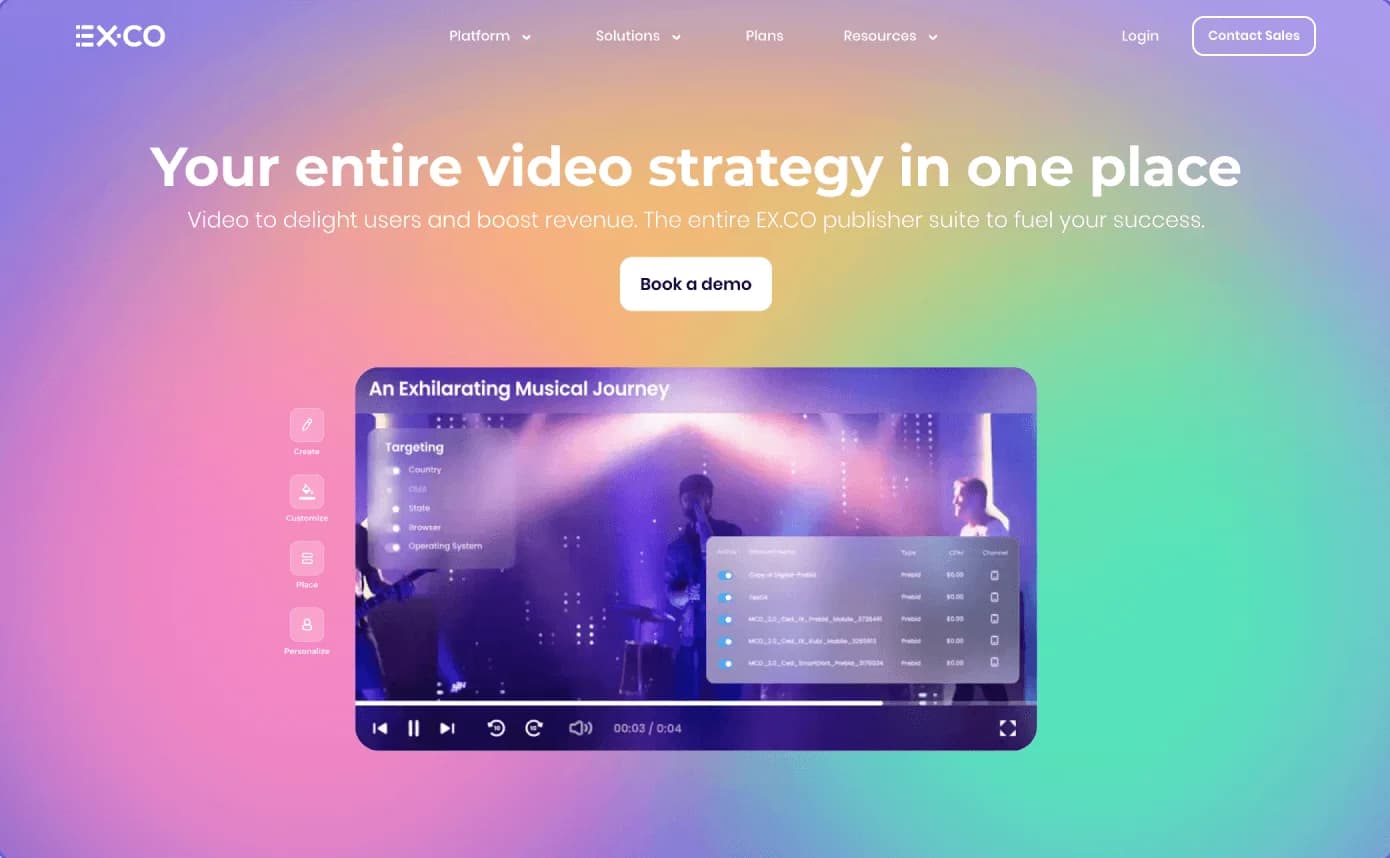 EX.CO video platform homepage, built by Greeto